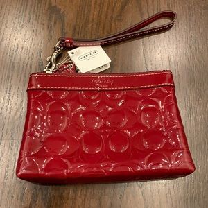 red coach patent leather wristlet NWT